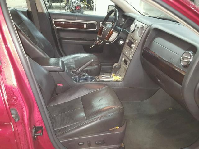 3LNHM28T27R638502 - 2007 LINCOLN MKZ RED photo 5