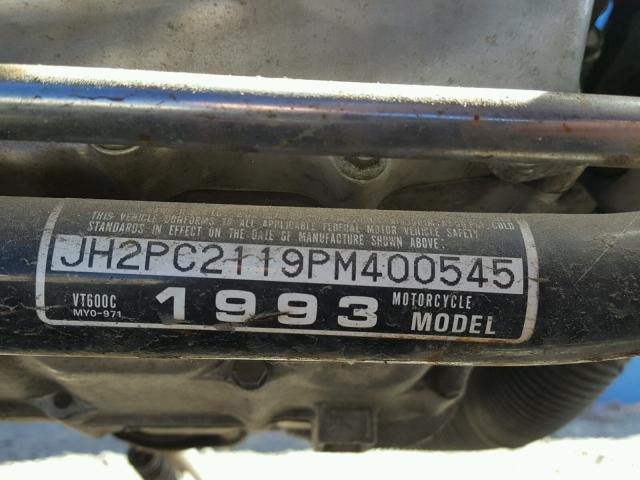 JH2PC2119PM400545 - 1993 HONDA VT600 C BLACK photo 10