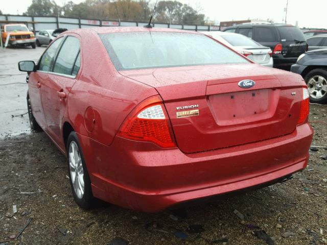 3FAHP0HA5CR444156 - 2012 FORD FUSION SE RED photo 3