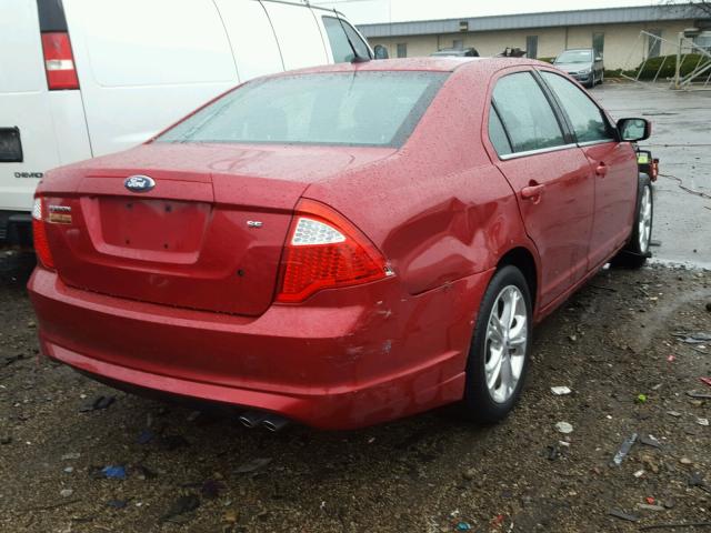 3FAHP0HA5CR444156 - 2012 FORD FUSION SE RED photo 4