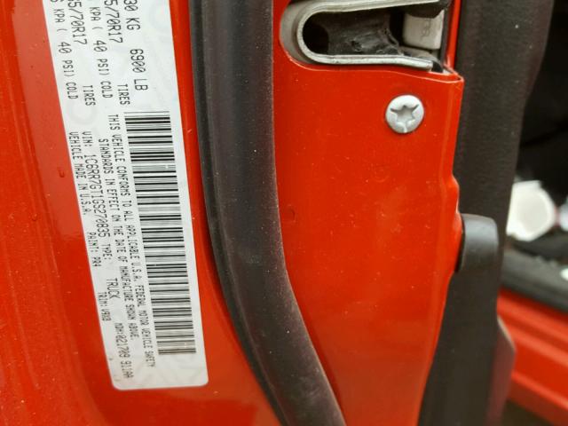 1C6RR7GT1GS270835 - 2016 RAM 1500 SLT წითელი ფოტო 10