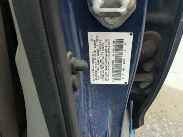 2HGFB2F98CH512984 - 2012 HONDA CIVIC EXL BLUE photo 10