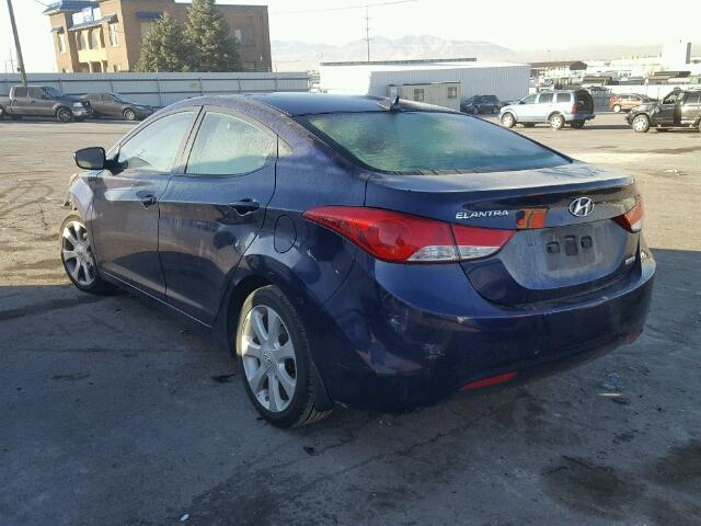 5NPDH4AEXDH252570 - 2013 HYUNDAI ELANTRA GL BLUE photo 3