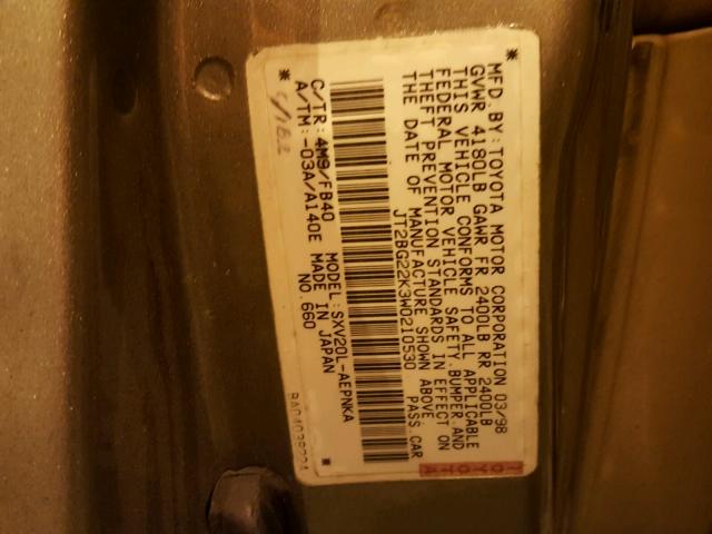 4T1BG22K0VU131018 - 1997 TOYOTA CAMRY CE GRAY photo 10