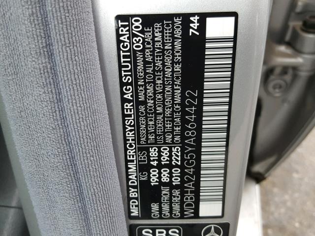 WDBHA24G5YA864422 - 2000 MERCEDES-BENZ C 230 SILVER photo 10