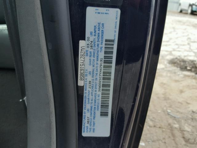 3VWDD21C7YM479131 - 2000 VOLKSWAGEN NEW BEETLE Mavi foto 10