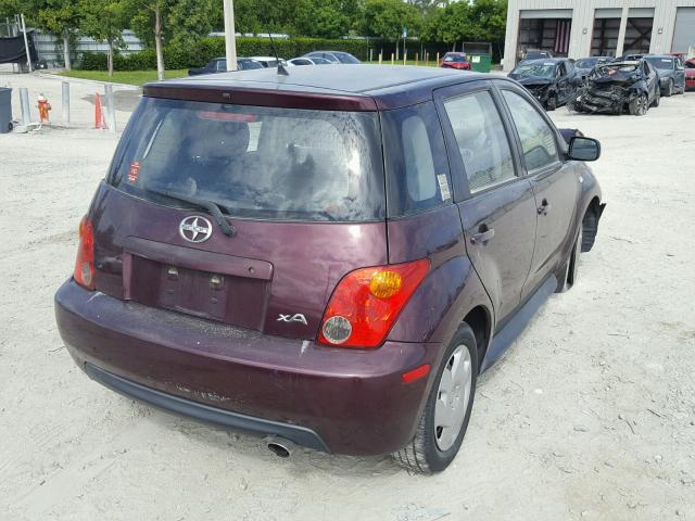 JTKKT624040073516 - 2004 TOYOTA SCION XA PURPLE photo 4