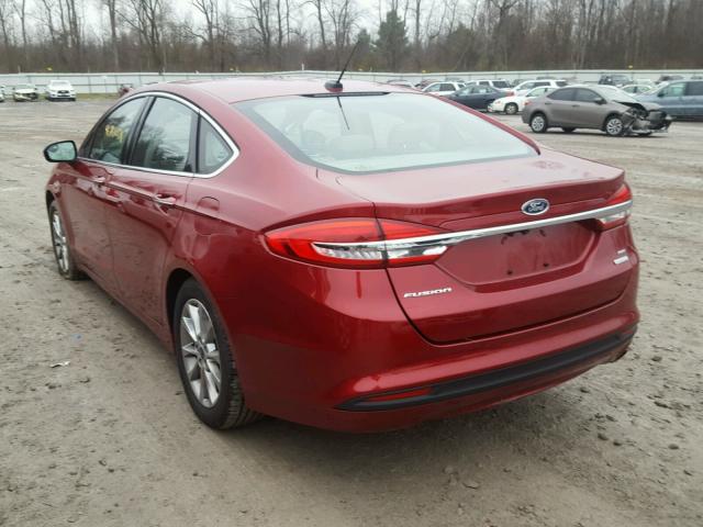 3FA6P0HD8HR338812 - 2017 FORD FUSION SE RED photo 3