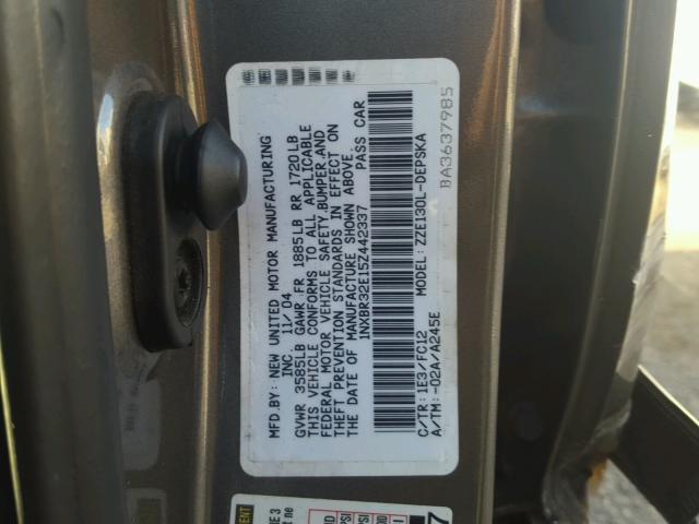 1NXBR32E15Z442337 - 2005 TOYOTA COROLLA CE GRAY photo 10