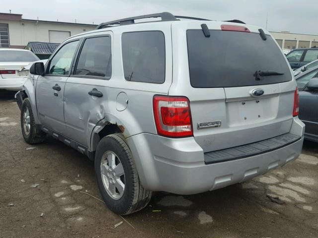 1FMCU03168KB75662 - 2008 FORD ESCAPE XLT SILVER photo 3