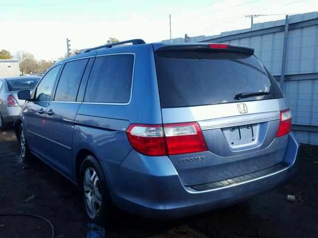 5FNRL38467B052557 - 2007 HONDA ODYSSEY EX BLUE photo 3