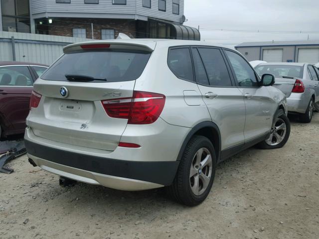 5UXWX5C58BL709172 - 2011 BMW X3 XDRIVE2 SILVER photo 4