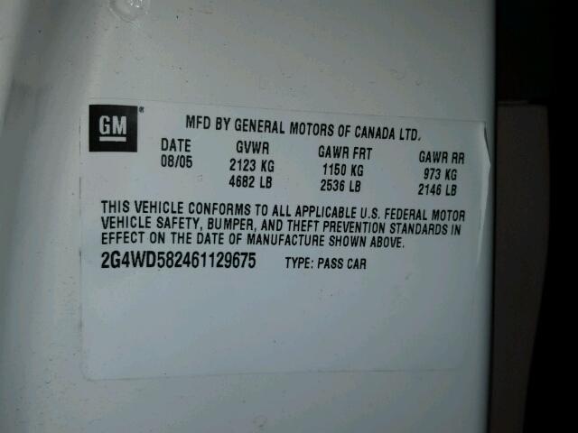 2G4WD582461129675 - 2006 BUICK LACROSSE C WHITE photo 10