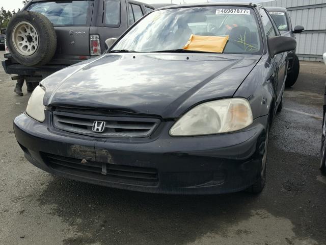 1HGEJ6224YL055440 - 2000 HONDA CIVIC DX BLACK photo 2