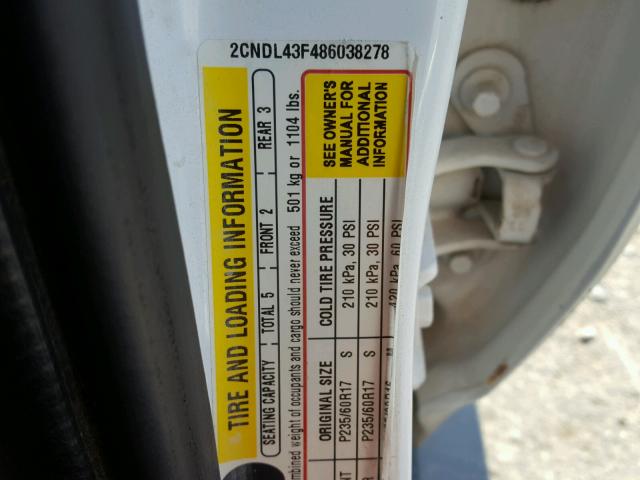 2CNDL43F486038278 - 2008 CHEVROLET EQUINOX LT WHITE photo 10