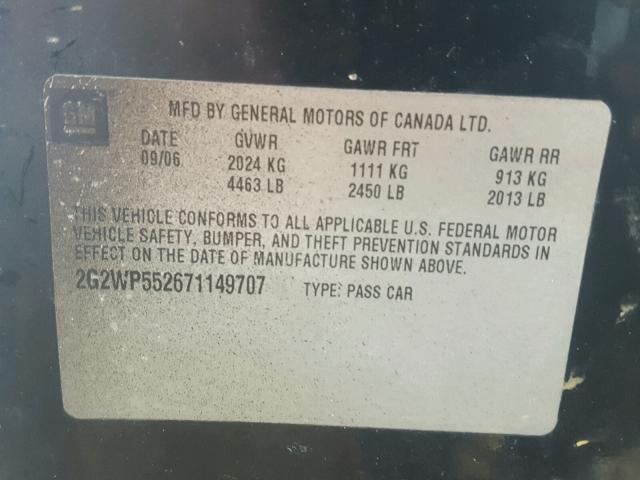 2G2WP552671149707 - 2007 PONTIAC GRAND PRIX Qara foto 10