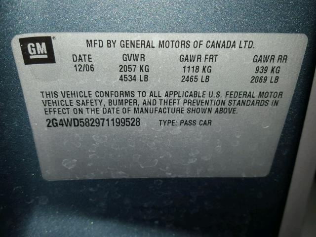 2G4WD582971199528 - 2007 BUICK LACROSSE C BLUE photo 10