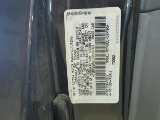 4T1BF22K21U958743 - 2001 TOYOTA CAMRY BLACK photo 10