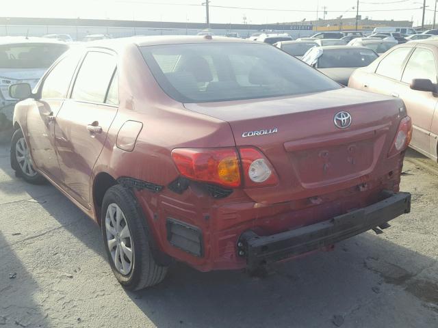 JTDBL40E199031088 - 2009 TOYOTA COROLLA BA RED photo 3