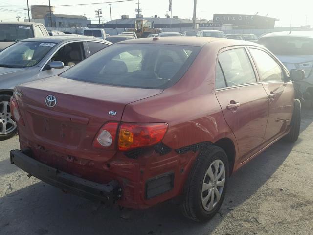 JTDBL40E199031088 - 2009 TOYOTA COROLLA BA RED photo 4