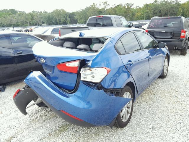 KNAFX4A60E5062067 - 2014 KIA FORTE LX BLUE photo 4