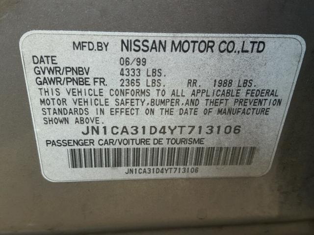 JN1CA31D4YT713106 - 2000 NISSAN MAXIMA GOLD photo 10