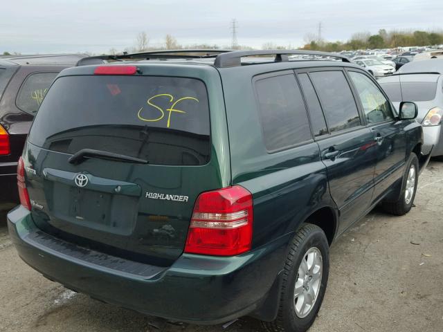 JTEHF21A020068169 - 2002 TOYOTA HIGHLANDER GREEN photo 4