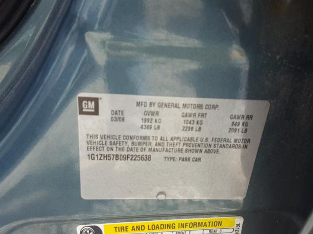 1G1ZH57B09F225638 - 2009 CHEVROLET MALIBU 1LT 绿色 照片 10