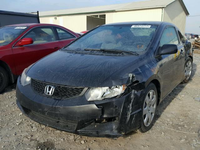 2HGFG12609H542643 - 2009 HONDA CIVIC LX BLACK photo 2