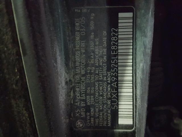 5UXFA93525LE82822 - 2005 BMW X5 4.8IS BLACK photo 10