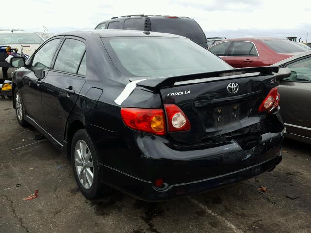 1NXBU4EE5AZ370438 - 2010 TOYOTA COROLLA BA BLACK photo 3