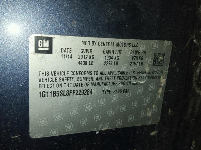 1G11B5SL8FF229284 - 2015 CHEVROLET MALIBU LS ლურჯი ფოტო 10