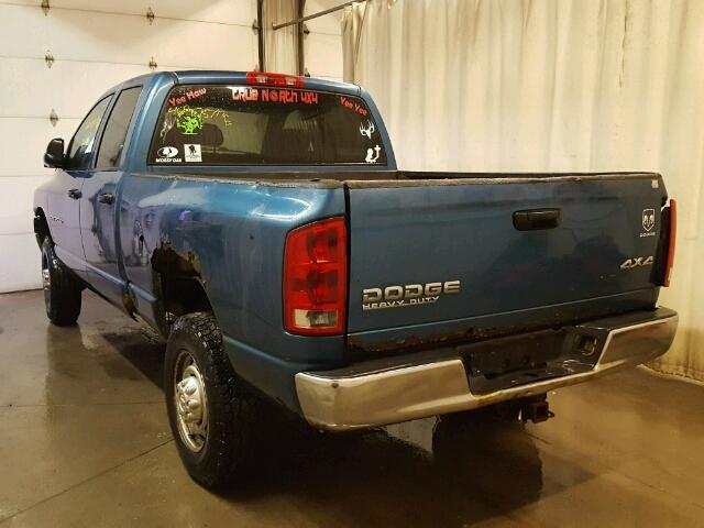 3D7KU28D34G219395 - 2004 DODGE RAM 2500 BLUE photo 3