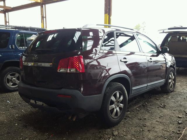 5XYKT4A27BG126201 - 2011 KIA SORENTO BA MAROON photo 4