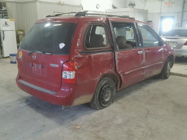 JM3LW28G610213326 - 2001 MAZDA MPV WAGON RED photo 4