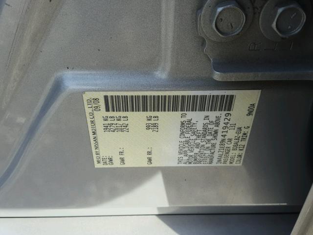 1N4AL21E89N419429 - 2009 NISSAN ALTIMA 2.5 SILVER photo 10