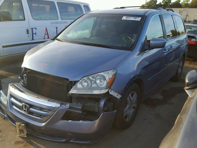 5FNRL38406B123203 - 2006 HONDA ODYSSEY EX BLUE photo 2