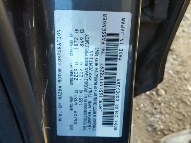 JM1BL1S51A1178297 - 2010 MAZDA 3 S GRAY photo 10