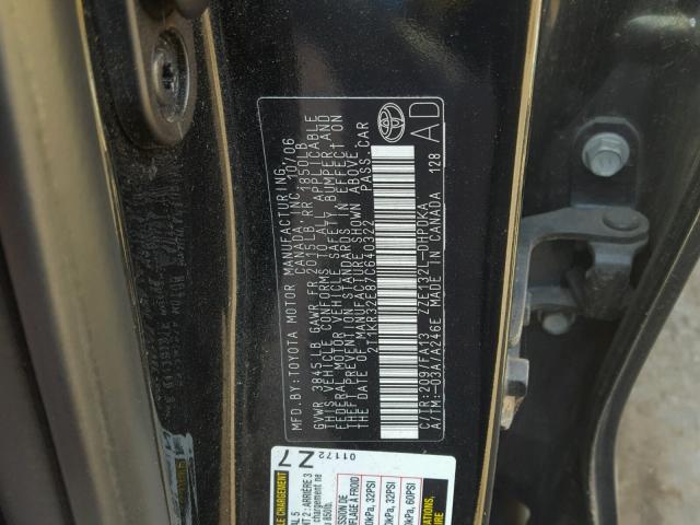 2T1KR32E87C640322 - 2007 TOYOTA MATRIX BLACK photo 10