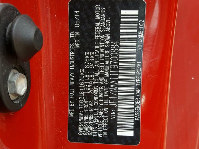 JF1ZNAA11F9700884 - 2015 TOYOTA SCION FR-S RED photo 10