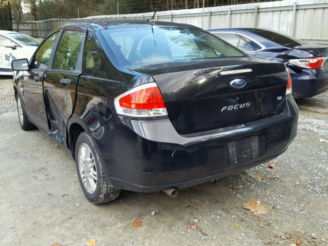 1FAHP35N68W288092 - 2008 FORD FOCUS SE BLACK photo 3