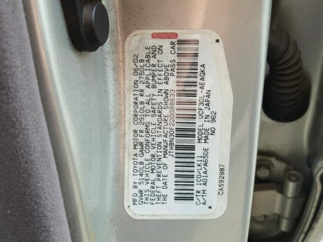 JTHBN30F220088633 - 2002 LEXUS LS 430 SILVER photo 10