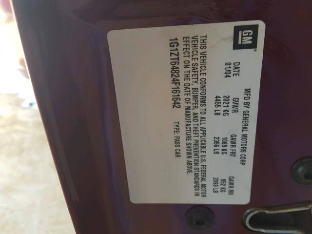 1G1ZT64824F161642 - 2004 CHEVROLET MALIBU MAX 红色 照片 10