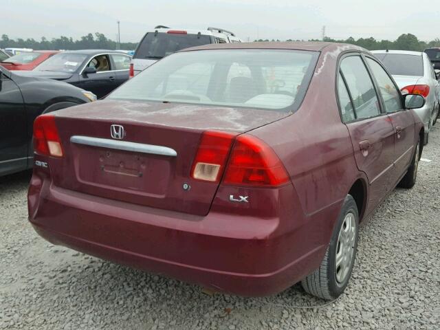 2HGES16692H571410 - 2002 HONDA CIVIC LX MAROON photo 4