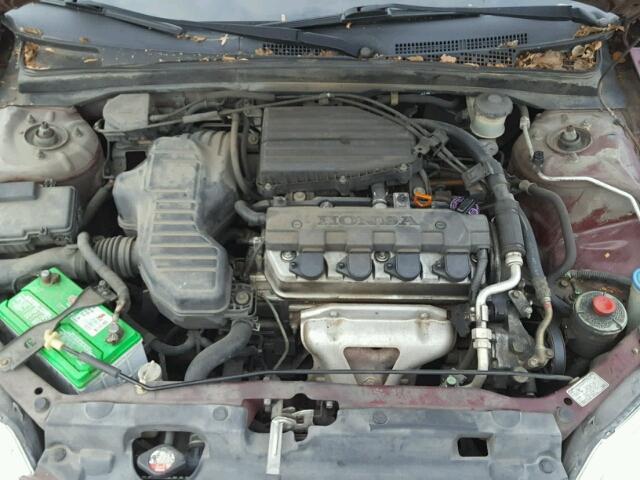 2HGES16692H571410 - 2002 HONDA CIVIC LX MAROON photo 7