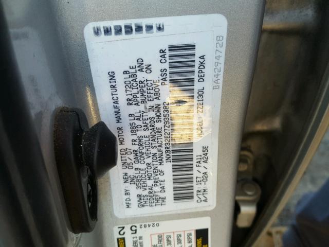 1NXBR32E27Z935382 - 2007 TOYOTA COROLLA CE SILVER photo 10