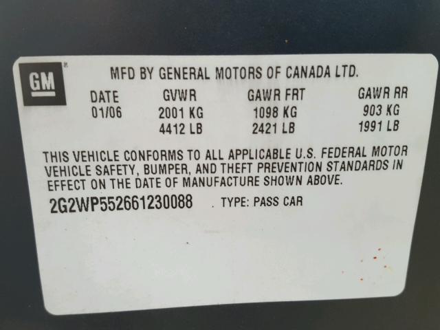 2G2WP552661230088 - 2006 PONTIAC GRAND PRIX Көк фото 10