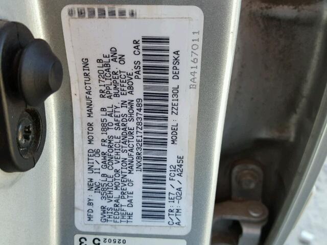 1NXBR32E17Z837489 - 2007 TOYOTA COROLLA CE SILVER photo 10