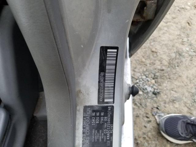 KNADC125546343748 - 2004 KIA RIO GRAY photo 9