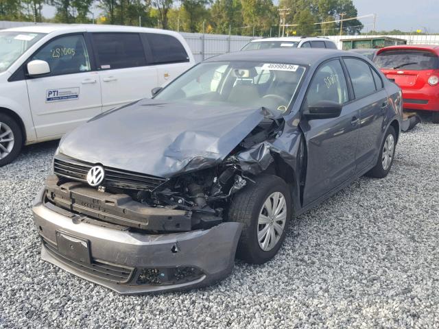 3VW2K7AJ9BM334477 - 2011 VOLKSWAGEN JETTA BASE GRAY photo 2